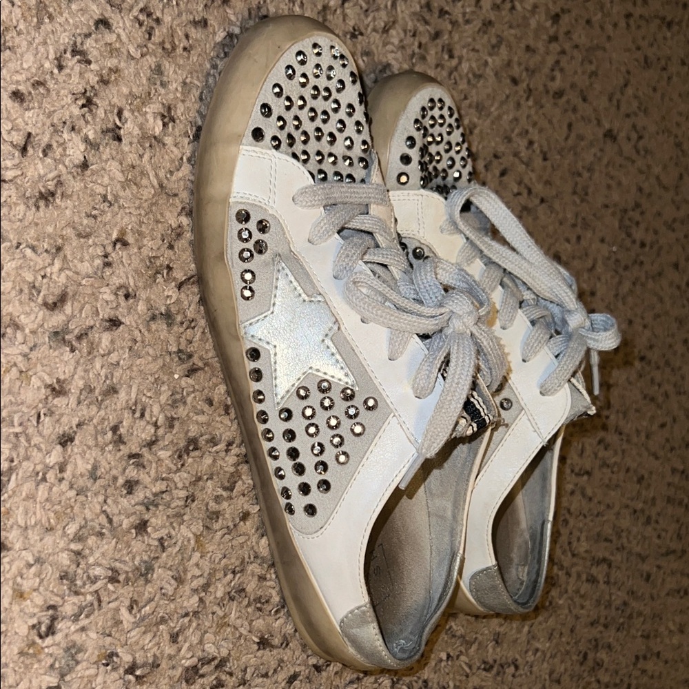 ShuShop White Star Studded Sneakers